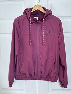 Vans Hooded Windbreaker Jacket Medium Burgundy
